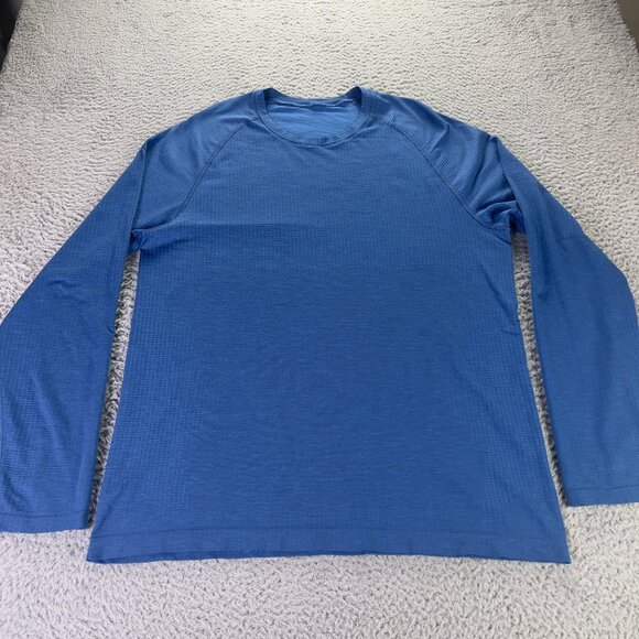 Lululemon Metal Vent Tech Shirt Mens Medium Blue Long Sleeve Active Athleisure - Picture 1 of 9